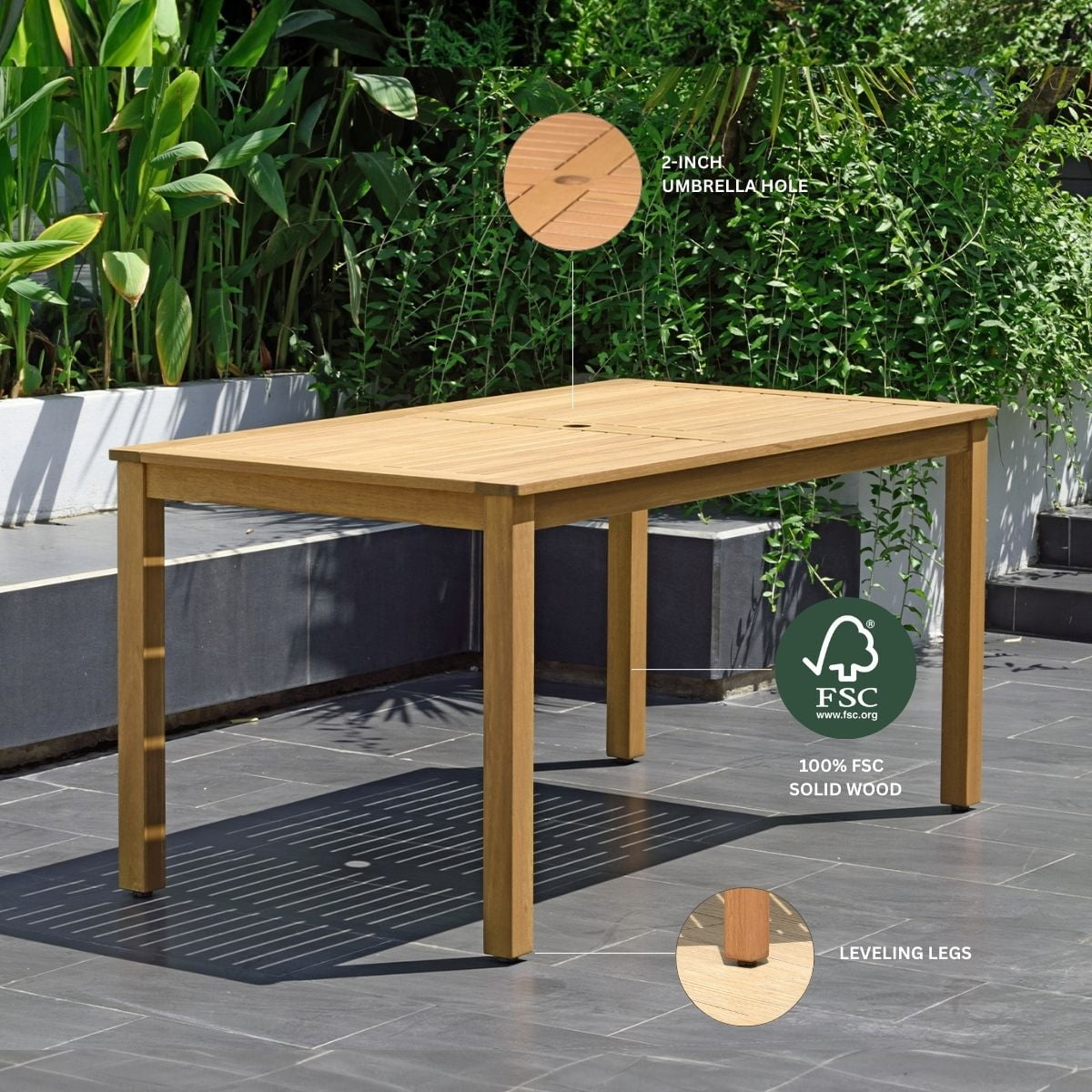 Amazonia Sheffield 7-Piece Eucalyptus Patio Dining Set with 1 Table and 6 Chairs