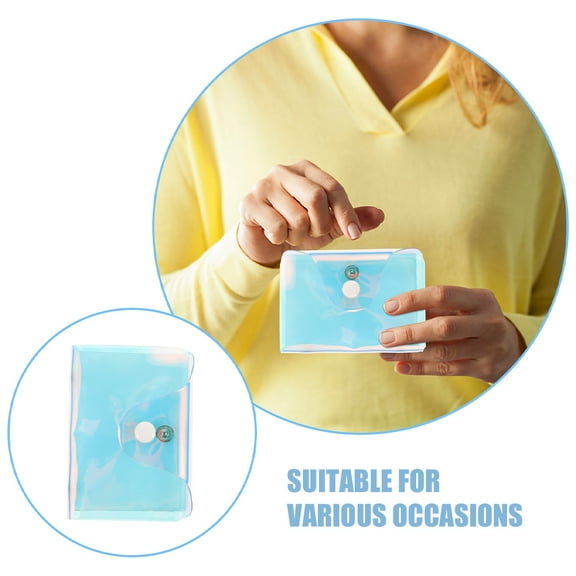 HEMOTON Holographic Card Holder for Women and Men Multi Card Slots PVC Material Compact Portable Credit Card Organizer 2pcs