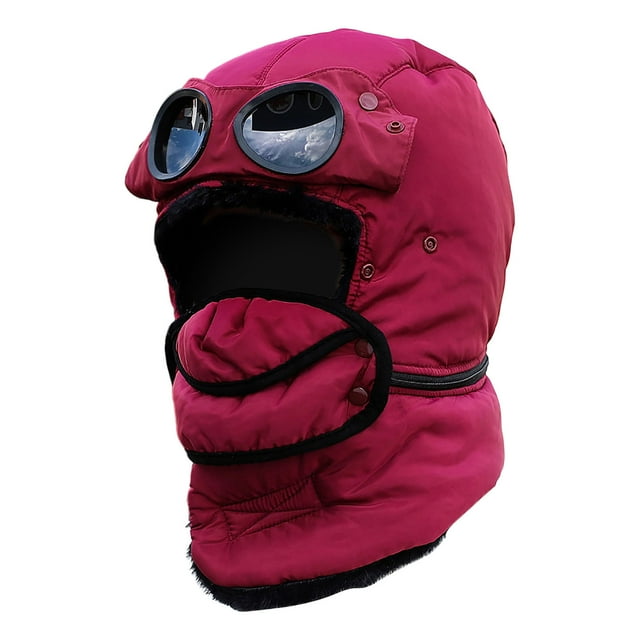 Linnome Winter Thermal Cycling Face Mask With Glasses Window Windproof Anti Fog Balaclava For Outdoor Riding