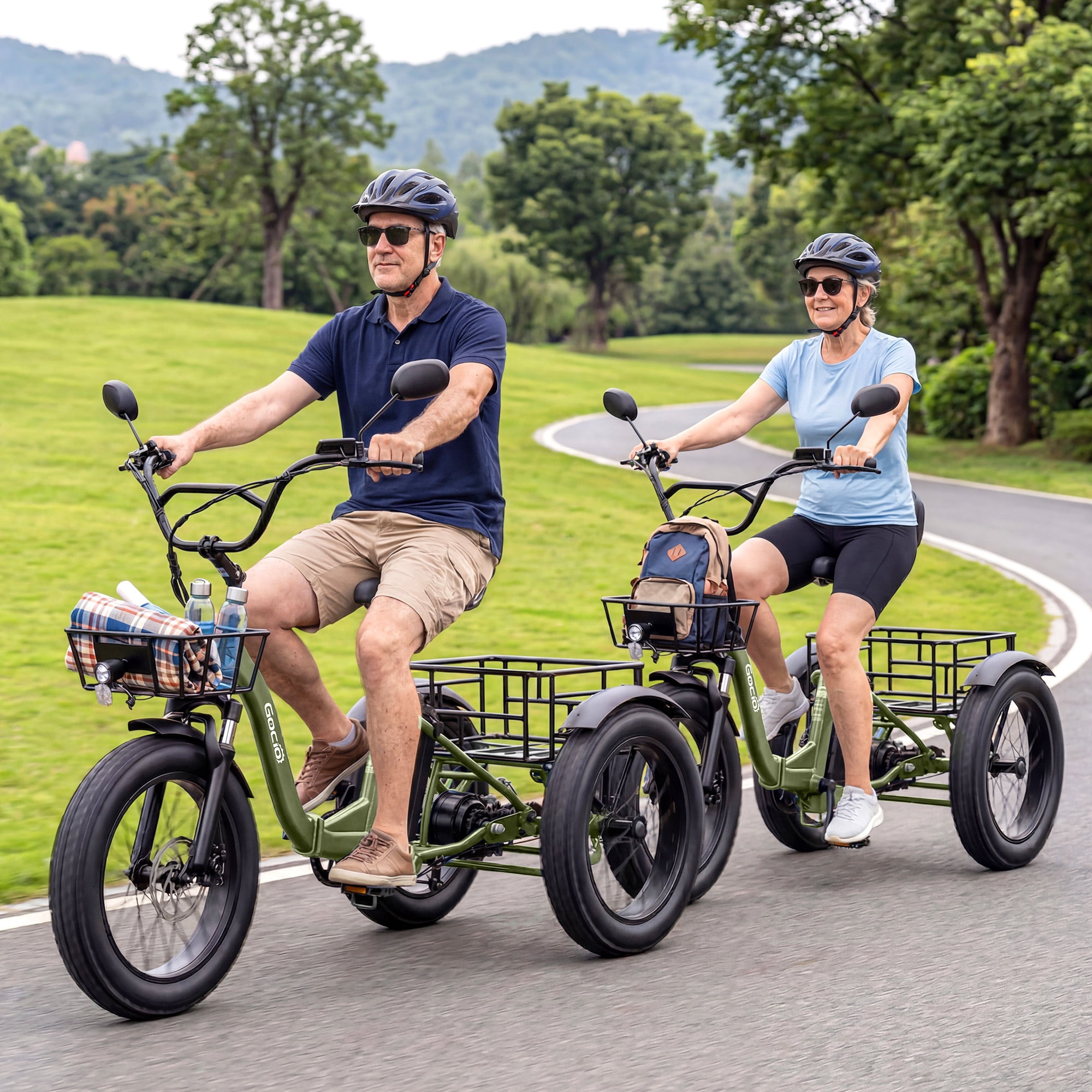 Gocio Peak 1000W Electric Tricycle, 20" x 4.0 Fat Tire Foldable Electric Tricycle, 48V 18AH Large-Capacity Battery E Trikes,7 Speed 3-Wheel Electric Bike for Adults UL2849 Certified