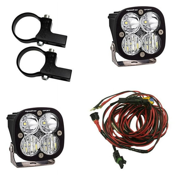 Baja Designs 55-7104 - Squadron Sport 3" 2x20W Square Driving/Combo Beam LED Lights Kit with Horizontal 1.75" Mounts