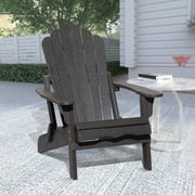 HomeSeason Modern Coastal Folding Poly Resin Plastic Outdoor Patio Adirondack Chair, Espresso