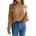 thumbnail image 2 of Warm and Stylish Sweater for Women Long Sleeve ‌Knitted Top for Autumn & Winter Chic Casual Pullover Knitted Top Khaki M, 2 of 9
