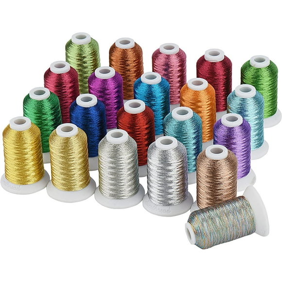 Best 21 Colors Metallic Embroidery Machine Thread Kit 500M(550Y) for Computerized Embroidery and Decorative Sewing