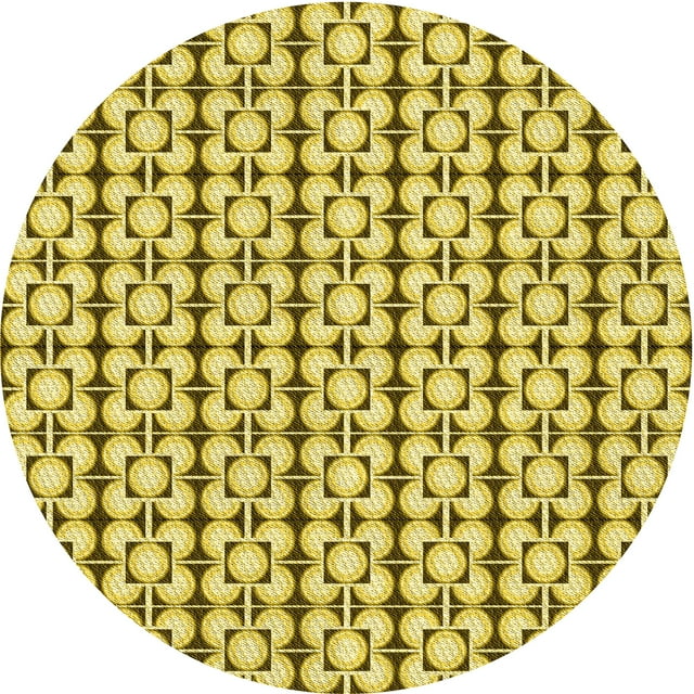 Ahgly Company Tapis d'Intérieur Lavables en Machine, Ronds, Transitionnels, Vert-Jaune Foncé, Ronds de 6 Pi