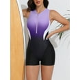 thumbnail image 2 of Charmo Sleeveless One Piece Swimwear for Womens Zipper Boyleg Bath Suit, 2 of 5