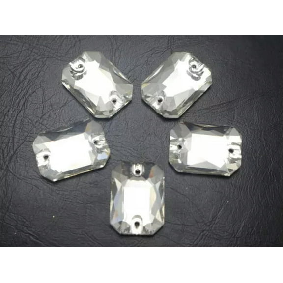 U8MO Craft Crystal Sew On Flatback Rectangle Rhinestones Diamante Gem Cut Glass Beads-Clear-50pcs 10X14mm