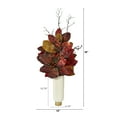 thumbnail image 2 of Nearly Natural 38" Autumn Magnolia Leaf with Berries Artificial Plant in Cream Planter with Gold Base, Red, 2 of 3