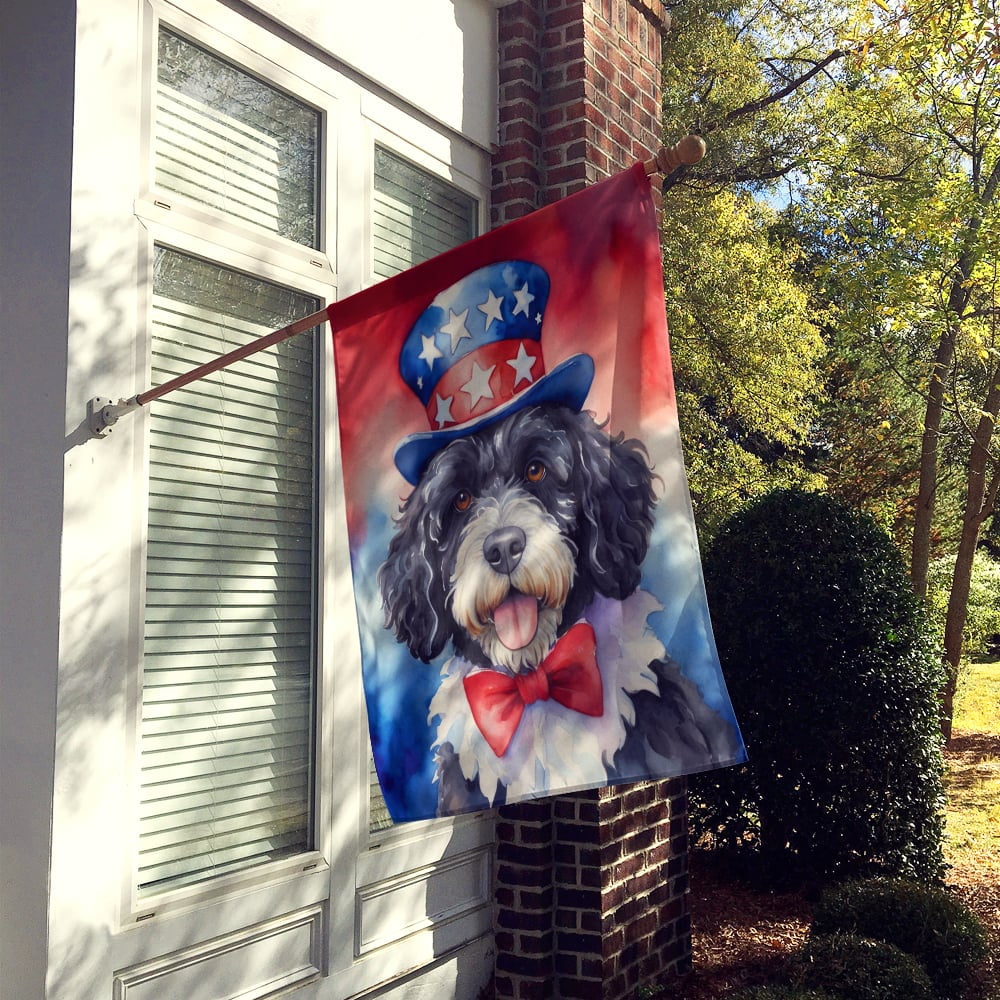 Portuguese Water Dog Patriotic American House Flag 28 in x 40 in