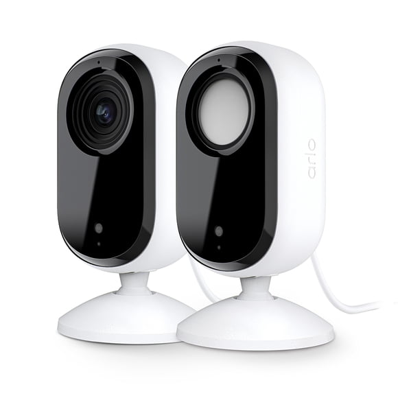 Cámara de seguridad Arlo Essential 2K | Sólo interior | 2da generación | Monitor para bebés y cámara para mascotas | Escudo de privacidad automatizado con cable, audio bidireccional, visión nocturna,