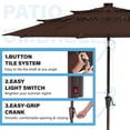 thumbnail image 5 of WISHEAD 9FT 3Tiers Solar Led Patio Umbrella, Sturdy Outdoor Market Umbrella for Deck, Pool, Garden w/Tilt, Crank, 32 LED Lights, Dark Brown, 5 of 8