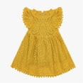 thumbnail image 2 of Girls Summer Print Dresses Flowy Spaghetti Strap Bow Ruched Waist Casual A-Line Sundress Yellow 5-6 Years, 2 of 4