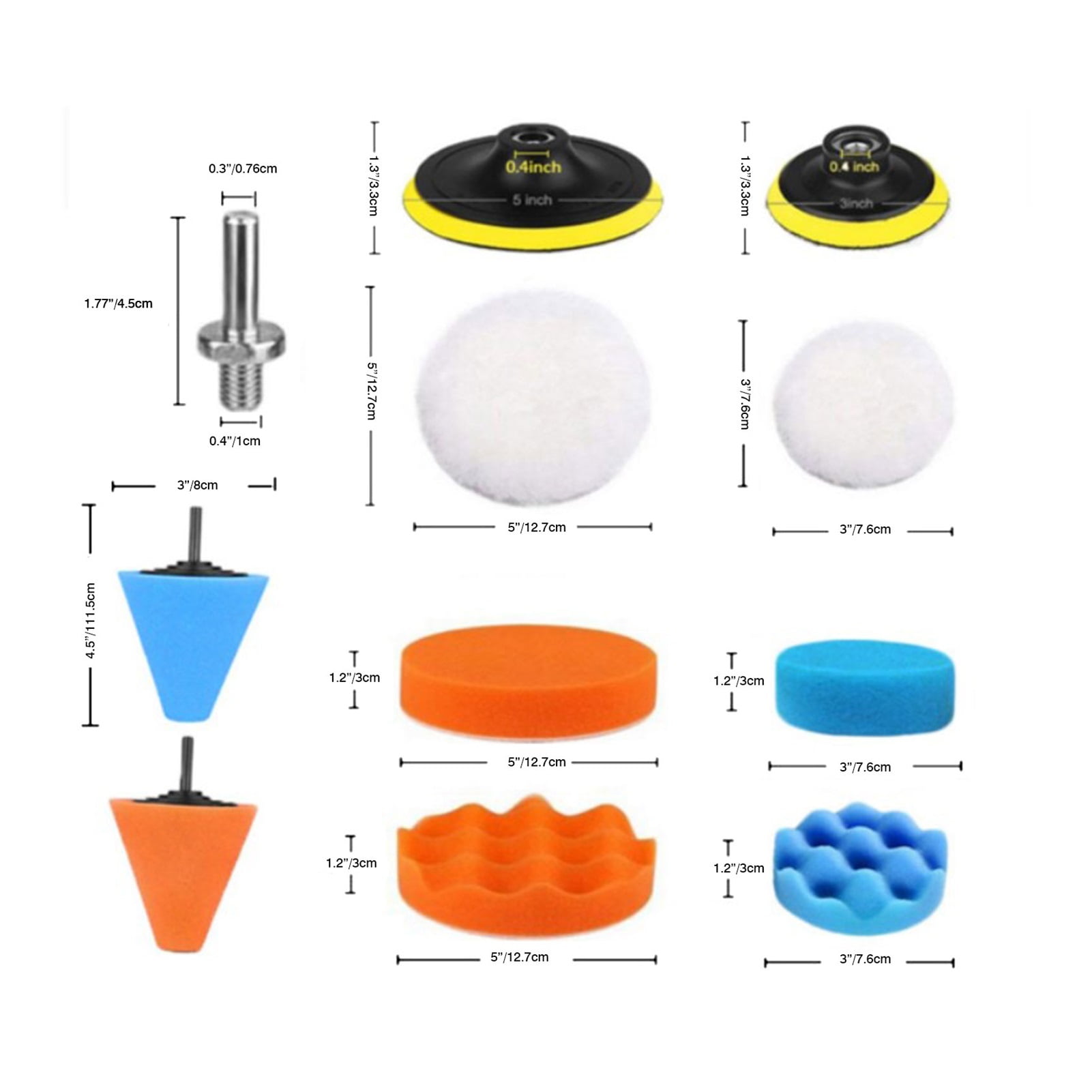 12pcs/Set Sponge Car Polisher Waxing Pads Buffing Kit For Boat Car Polish Buffer Drill Wheel Polishing Removes Scratches