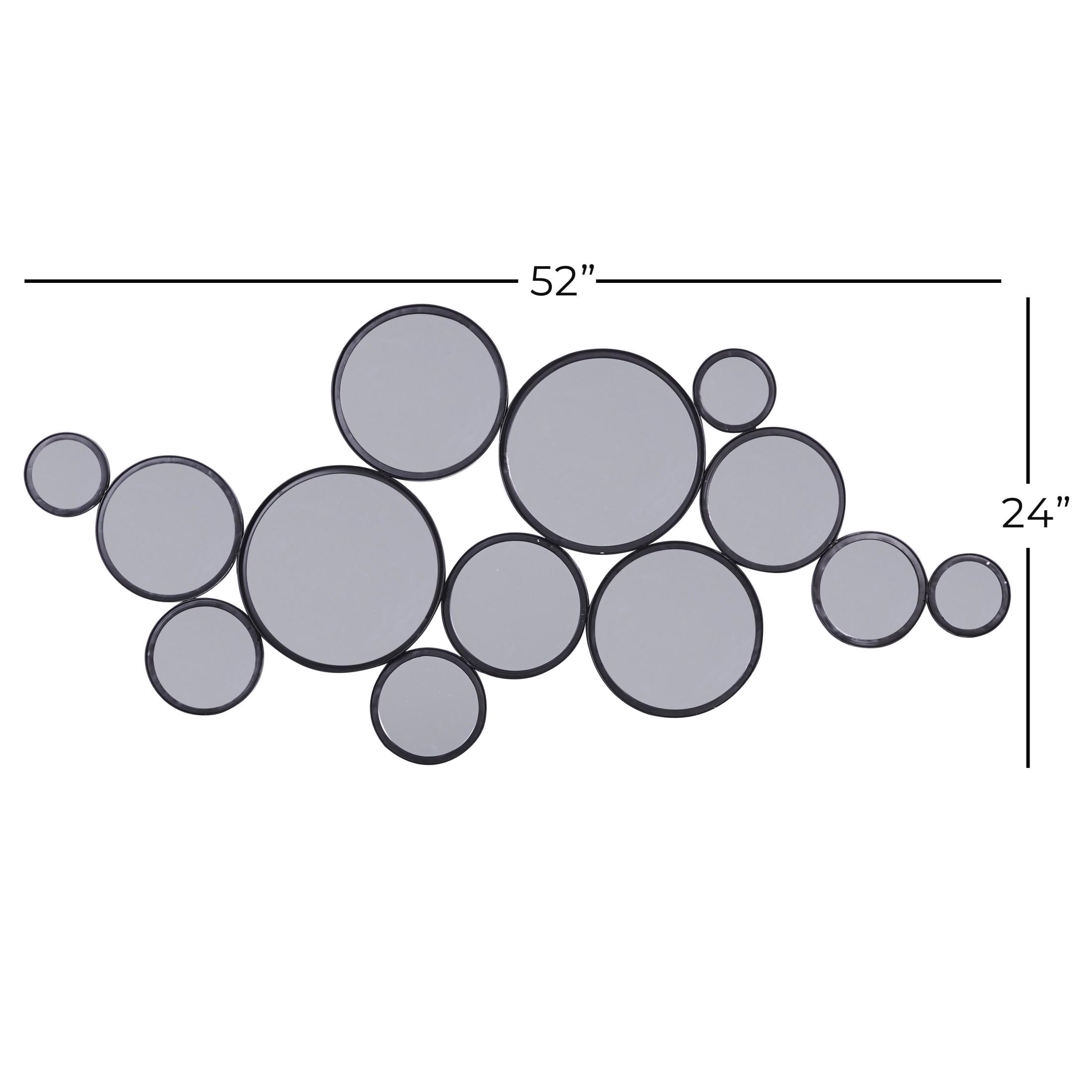 DecMode Contemporary Metal Bubble Cluster Inspired Wall Mirror, 24"W x 52"H with Black Frame Matte Finish