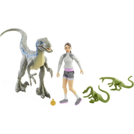 Jurassic World Human & Dino Pack, Yasmina Yaz Action Figure, Velociraptor & 3 Compys Dinosaur Toys