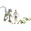 Jurassic World Camp Cretaceous Yasmina Yaz and Velociraptor Human and Dino Pack with 2 Action Figures, 2 Compys Figures and Accessory, Toy Gift Set and Collectible