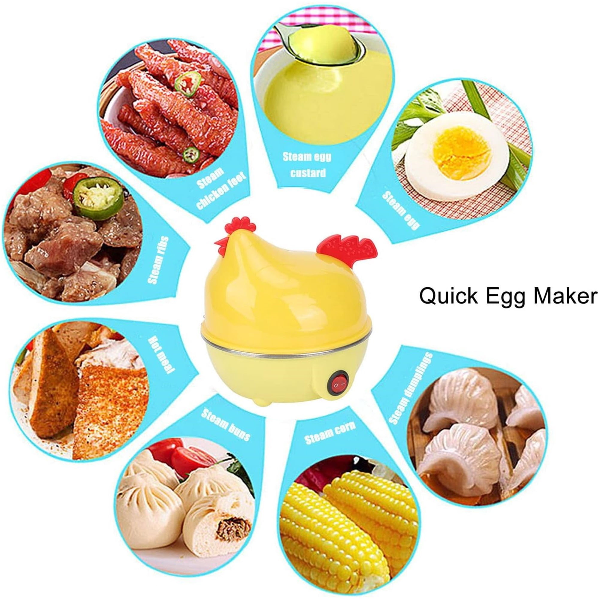 SQDWYGUO Egg Cooker, Electric Egg Cooker Multifunction Chicken Shape Rapid Egg Boiler 7 Egg Capacity Automatic Shut Off Mini Breakfast Machine,Yellow