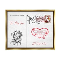Stupell Industries To My Love Valentines Postcard Graphic Art Metallic Gold Floating Framed Canvas Print Wall Art, Design by Lil' Rue