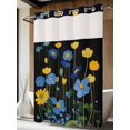 thumbnail image 4 of Blue Yellow Floral No Hook Shower Curtain Waterproof, Bathroom Curtains with Snap in Liners and See Through Top Window, Spring Summer Pastoral Plant Leaf Hotel Style Bathtub Curtains Shower 72"Wx84"L, 4 of 8