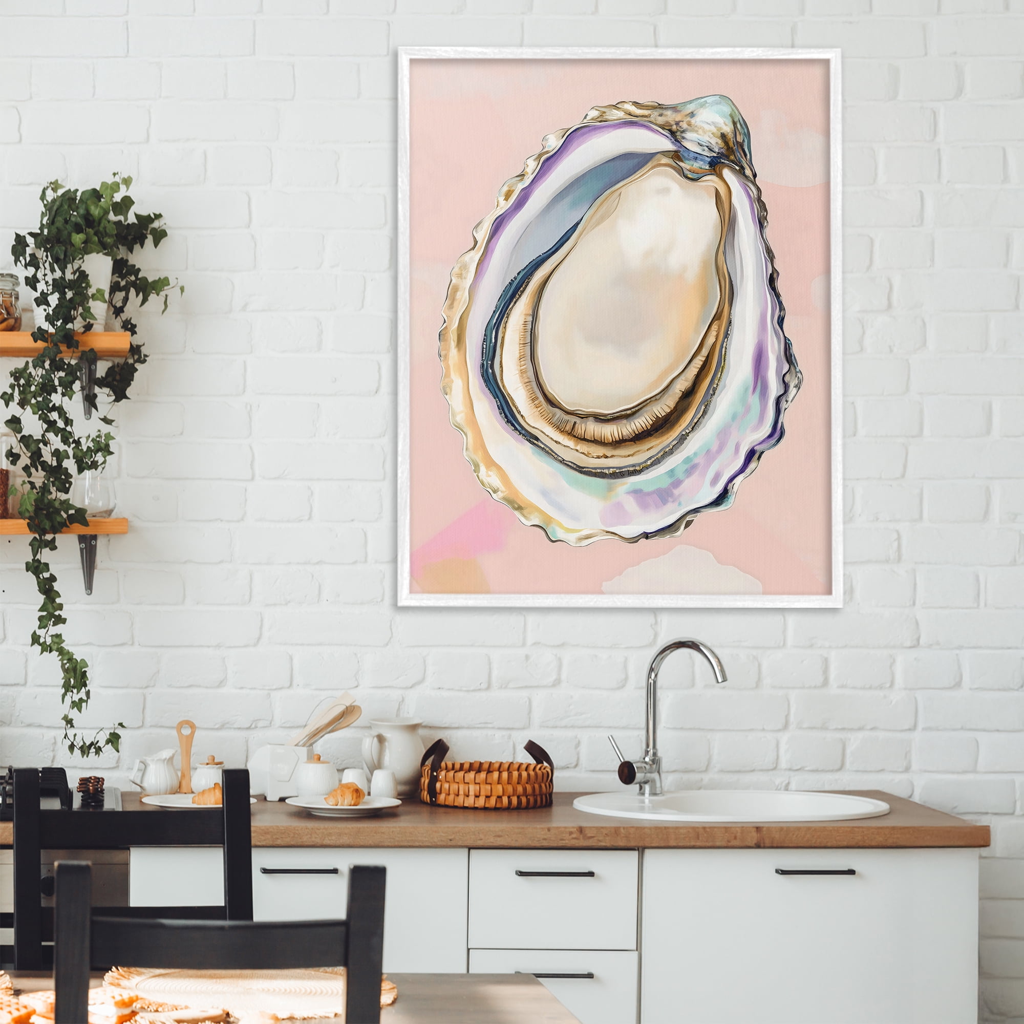 Stupell Industries Pink Oyster Shell Elegance White Framed Giclee Art, design by The Prints Vibe
