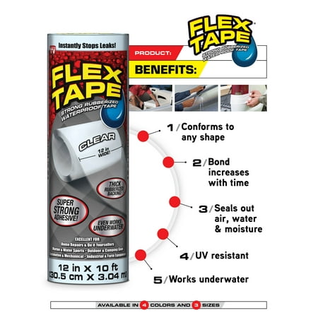 Flex Tape Rubberized Waterproof Automotive Tape, 4 inches x 5 Feet, Black