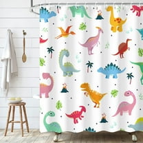 Dinosaur Shower Curtain Children Kids Shower Curtain,Colorful Cartoon Animal Cute Graffiti Bathroom Decor for Boy Waterproof with 12 Hooks, 72 x 72 Inch