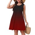 thumbnail image 6 of Summer Fashion Dresses for Womens 2025 Plus Size Gradient Print Loose Sleeveless Round Neck Front Pleated Dress, 6 of 8