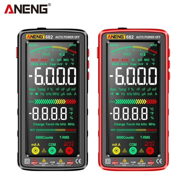 Reverse Display Multimeter Ammeter Tester Rechargeable Multimetry Tools (Red)