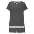 thumbnail image 4 of LOVZFMLL Ensembles Deux Pièces pour Femmes Pyjamas à Manches Courtes Col Rond Hauts et Shorts Ensembles de Course Deux Pièces avec Poches Gris m, 4 of 6