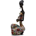 thumbnail image 3 of Statue African Figurine Sculpture Colorful Dress Holding Baby Woman Figurines Home Decor Collectible Gifts for Mom 15.5" Inches Tall African Art - Flower Dress Tropical Decorative Black Figurines, 3 of 4