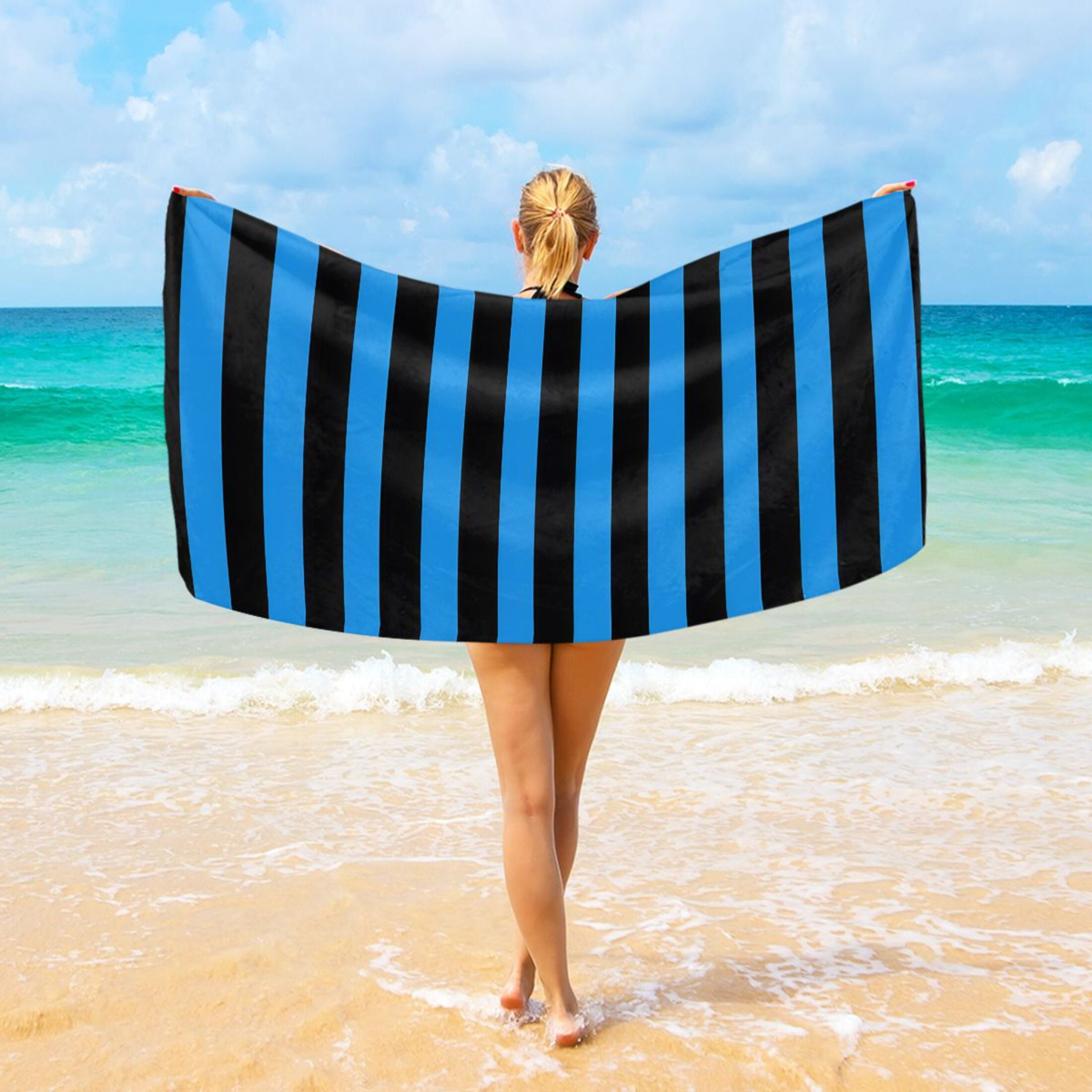 Superior Mira Striped Cotton Large Oversized Beach Towel, 34