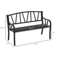 thumbnail image 3 of Outsunny 50" Metal Outdoor Garden Bench, Weather-Resistant Powder-Coated Steel 2-Seat Patio Loveseat with V-Shaped Backrest and Curved Seat for Yard, Porch, Park, or Poolside, Black, 3 of 8