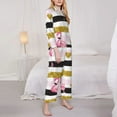 thumbnail image 3 of Fotbe Gold Glittering Hearts and Flamingos Pattern Long Sleeve Pajama Set for Women,Sleepwear Set,2-piece Loungewear Set,Soft PJs Comfy Nightwear with Pockets -Large, 3 of 7
