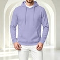 thumbnail image 5 of Men's Hooded Long Sleeve Solid Sweatshirt Warm Casual Pullover Comfortable Basic Top with Kangaroo Pocket for Fall Winter Everyday Wear and Weekend Outings Light Purple 2XL, 5 of 6