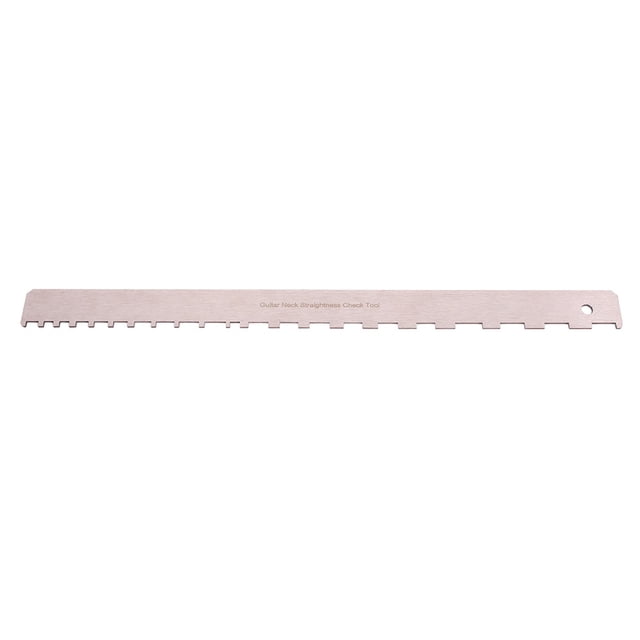KAKOWELY String Action Gauge Ruler Stainless Steel Guitar Neck Notched Straight Guitar Repair Setup Tool16.93"X1.18"X0.12"