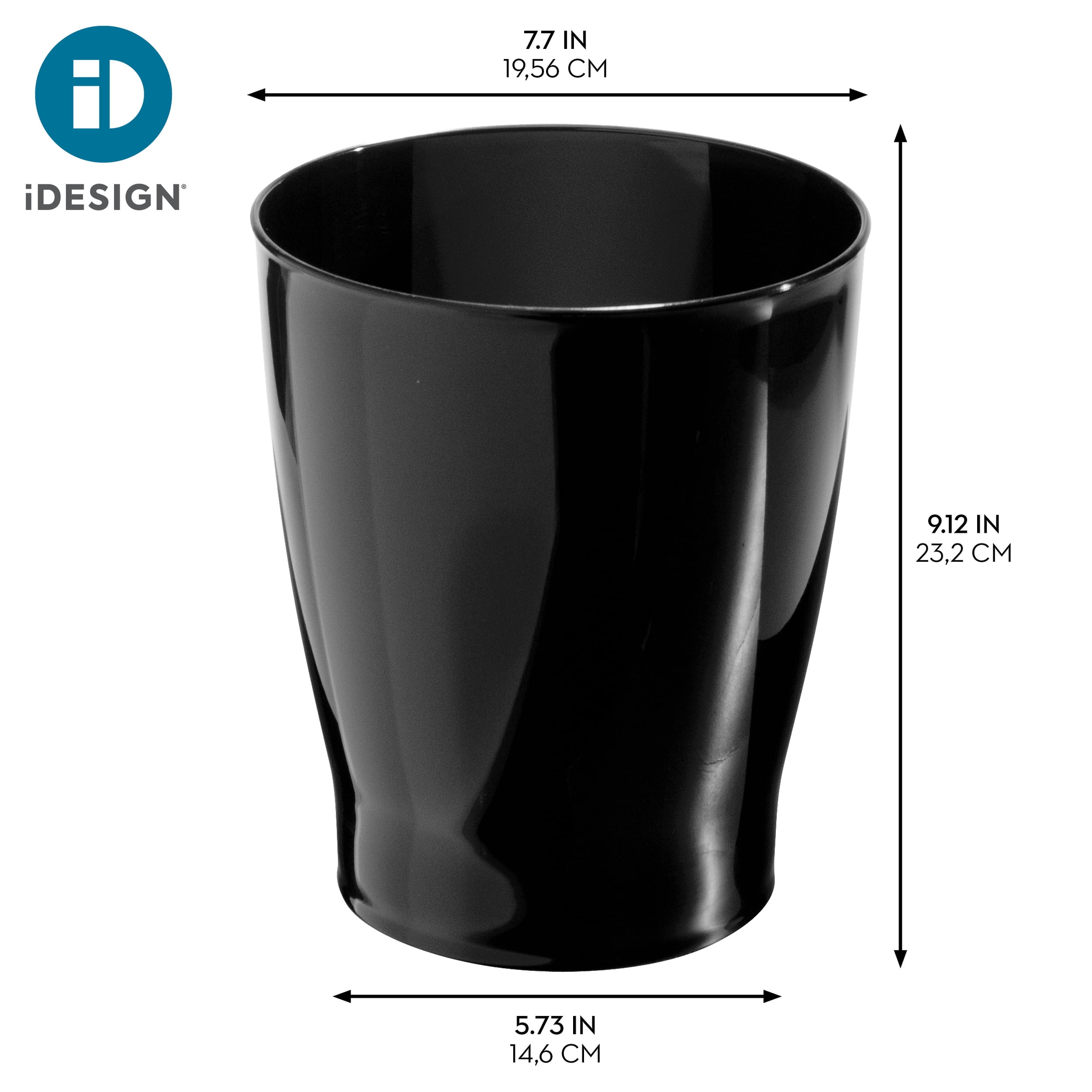 Small Round Plastic Bathroom Trash Can - Slim Trash Can for Bathroom, Bedroom, or Home Office - Made in USA
