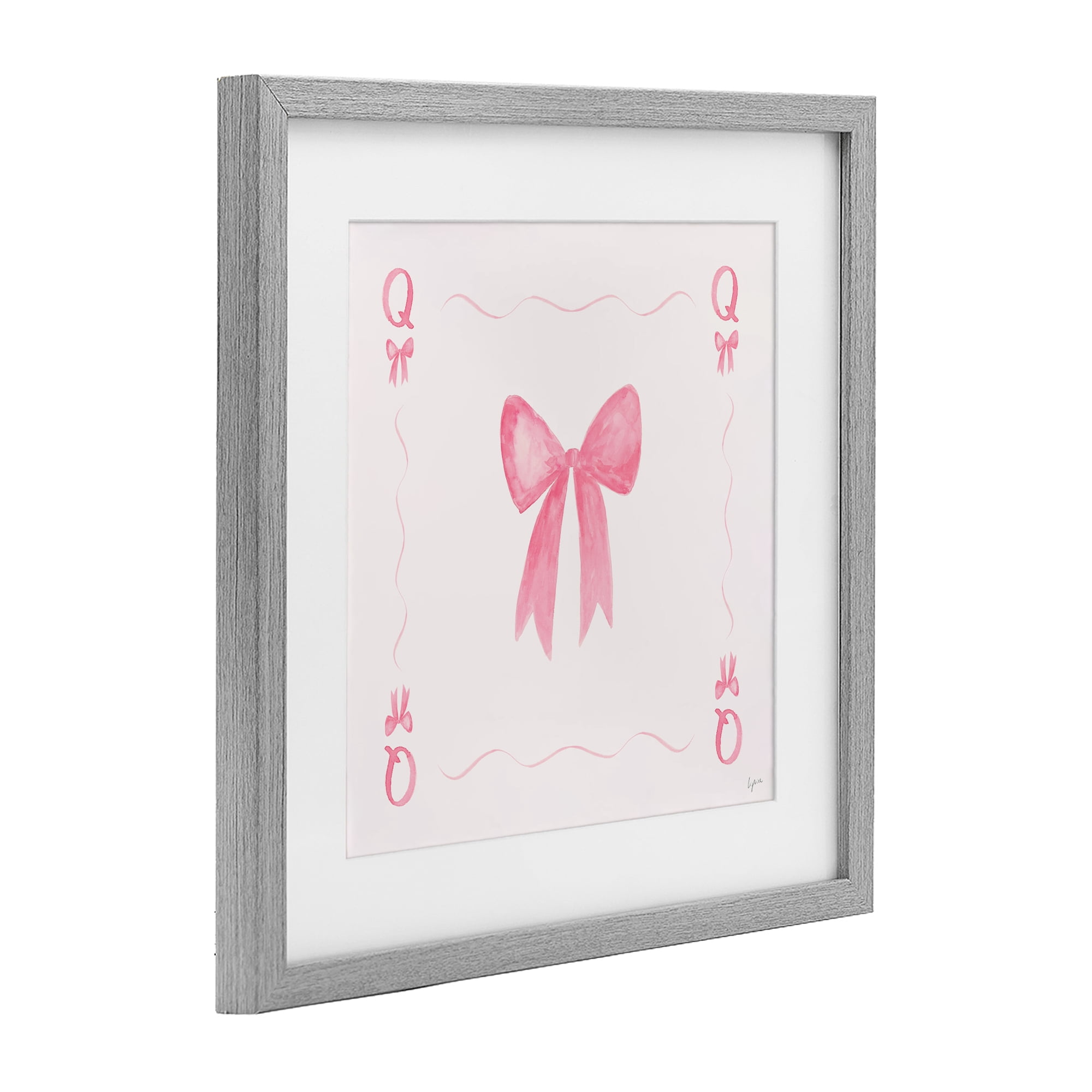 Stupell Industries Queen of Ribbons Card Gray Framed Print Under Glass, design by Lucille Price