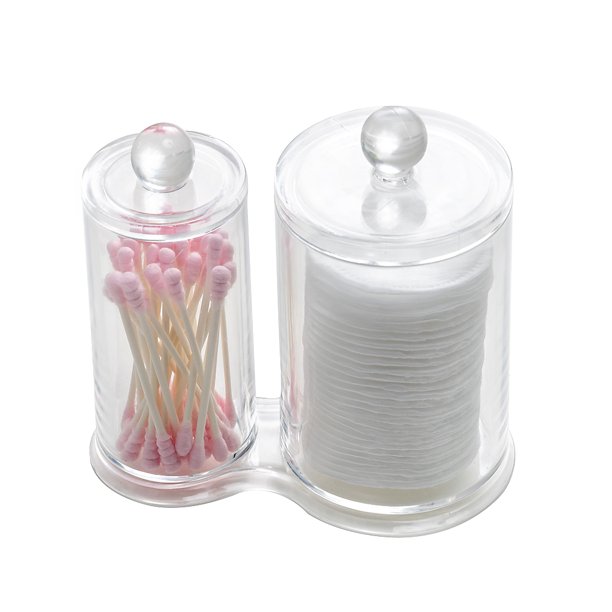 Acrylic Cotton Ball and Swab Holder/Attached Containers with Separate
