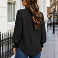 thumbnail image 3 of ClodeEU Women's Collar Button Long Sleeve Shirt with Ruffle Cuffs ,Casual Loose Fit Blouse Black,Women's Plus M, 3 of 8