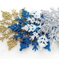 thumbnail image 3 of 12pcs Snowflake Ornaments Plastic Glitter Snow Flakes Ornaments for Winter Christmas Tree Decorations Craft Snowflakes, Blue, 3 of 8