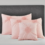 Mainstays Circle Ruched Solid Sham and Decorative Pillow Set