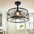 thumbnail image 3 of G · PEH Caged Ceiling Fan with Light and Remote Control,Reversible Motor Timing 18'' Crystal Ceiling Fan with 144 Crystal Beads,6 Speeds Adjustable Flush Mount Ceiling Fan Light, 3 of 9