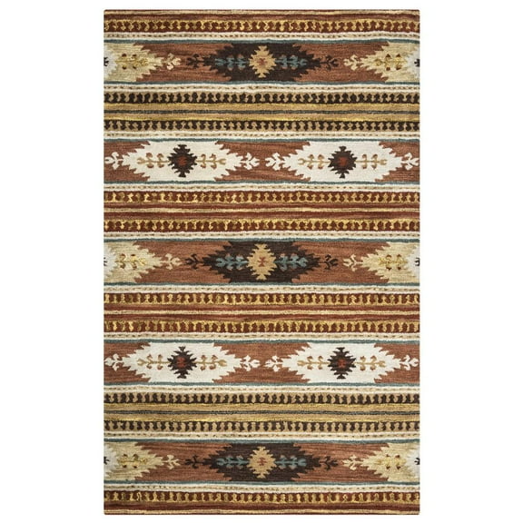 Alora Decor Ryder 5' x 8' Tribal Multi/Brown/Blue/Gold/Khaki Area Rug
