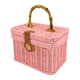 thumbnail image 1 of Cesta de almacenamiento tejida a mano con tapa organizadora con asa, diseño retro Rosa 235x16x16cm, 1 of 9