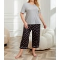 thumbnail image 2 of ebukurty Plus Size Pajama Set for Women 2 Piece Grey Short Sleeves Tee and Heart Pants Sleepwear, Sizes 0XL-5XL, 2 of 12