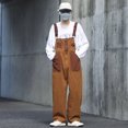 thumbnail image 5 of WERYOUNG Men Bib Overalls Workwear With Adjustable Straps Fashion Jumpsuit Cargo Pants With Pockets Trousers Trendy Bottoms, Brown, XL, 5 of 9
