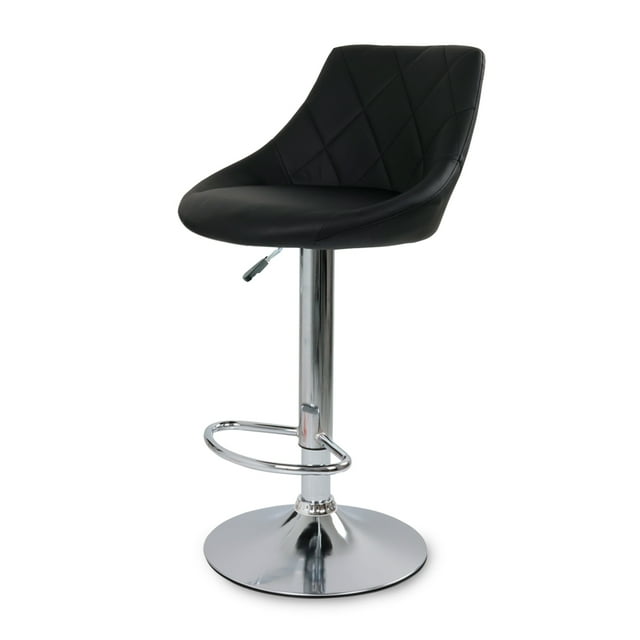Silla de Bar para Barra de Cocina con Respaldo y Reposapies de Altura Ajustable Banco Giratorio para Bar con Asiento Acolchado Diseño Elegante Negro
