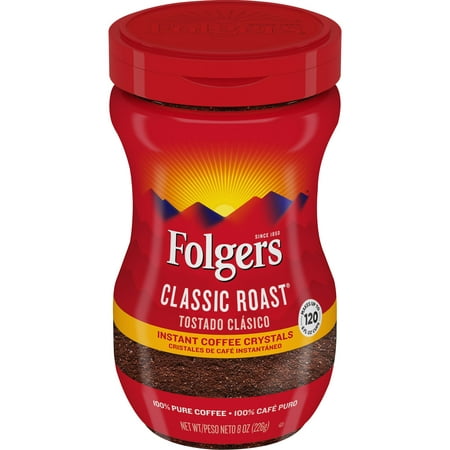 Folgers Classic Roast Instant Coffee Crystals, 8-Ounce