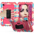 thumbnail image 7 of Dteck Heavy Duty Case For Samsung Galaxy Tab A 8.4 (2020) Model SM-T307/SM-T307u, Hybrid Rugged Shockproof Case 3 Layer Protection Cover With Kickstand / Hand Strap / Shoulder Strap, Colorful Rose, 7 of 7