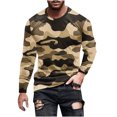 thumbnail image 2 of VBTAPA Men's Long Sleeve Camo T-shirt Camouflage Print Casual Stylish Tee Tops Loose Fit Crewneck Pullover Tees Deal of The Day Clearance Khaki XXL, 2 of 5